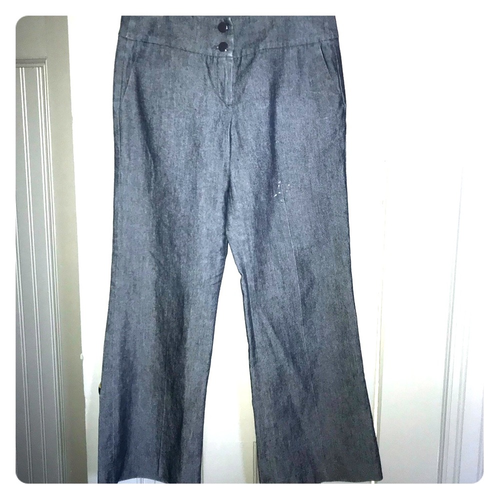 Denim look petite wide leg pants